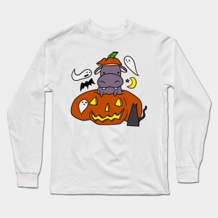 Halloween Pumpkin Hippo Long Sleeve T-Shirt